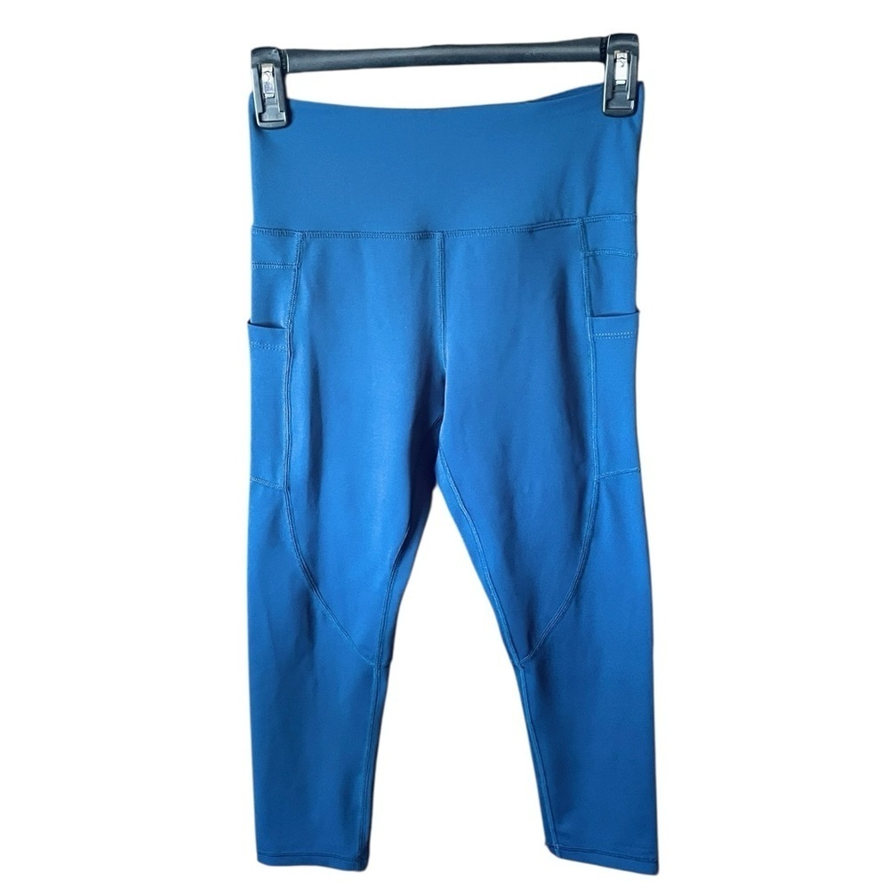 Zyia Active cropped leggings 21” inseam pockets athletic workout 4 blue